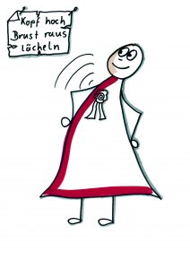 Illustration: Achim Meier: Kopf raus, Brust raus, lächeln